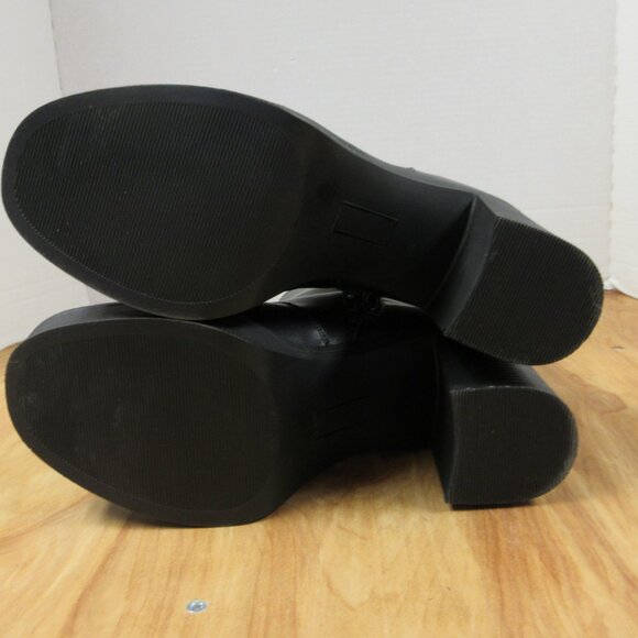 HOUSE OF HARLOW 1960 Hawthorne Black Leather Ankle Boot Size 9 Platform Bootie - Picture 10 of 16